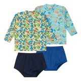 2x Conjuntos Blusa Sunga calcinha Bebê 0 12m Proteção Uv 50 