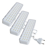 3 Lumin�rias Emerg�ncia Elgin Bivolt Recarreg�vel Lampada 30 Leds