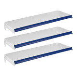 3 Bandejas 30x91 New Plus E Porta Etiqueta Azul Sa Gôndolas