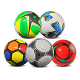 3 Bola De Futebol Couro Sintético Tam Oficial Cores Variadas