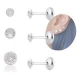 3 Brincos Zirconia Cravacao