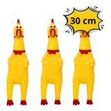 3 Brinquedos Pet Mordedor Frango Galinha De Borracha 30 Cm