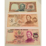 3 Cédulas Antigas Uruguai - 1000 Pesos E Duas De 5.000 Pesos