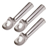 3 Colher De Pegar Sorvete Bola Aluminio Polido Profissional Cor Prateado