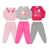 3 Conjunto De Menina Roupa Infantil Frio Inverno Brilho