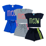 3 Conjuntos Meow Shorts