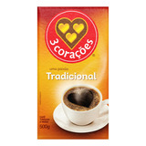 3 Corações Café Torrado E Moído A Vácuo Tradicional Pacote 500g