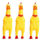 3 Galinhas Frangos Brinquedos Pet Mordedor Com Apito Sonoro