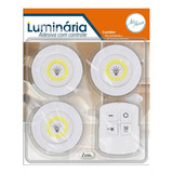 3 Lampadas Led Spot Luminária Luz Quente Sem Fio Controle