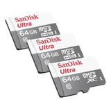 3 Micro Sd 64gb 100mb s Sandisk Ótima Opção P  Camêra Espiã