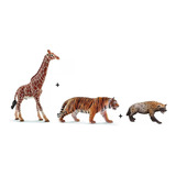 3 Miniaturas Animais Girafa Tigre Hiena Selvagem Brinquedos
