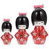 3 Pecas Boneca Quimono Bonecas Japonesas Antigas Estatuetas Colecionáveis Boneca Japonesa Boneca Samurai Japonesa Boneca Kokeshi Japonesa Bonecos Ken Empilhar Filho Gueixa Madeira