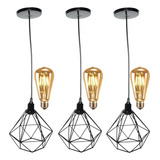 3 Pendentes Aramado Diamante