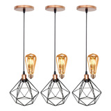 3 Pendentes Aramado Diamante