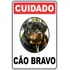 3 Placas Cuidado Cao Bravo Em Aluminio 30x20