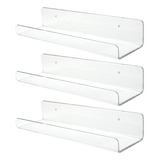 3 Prateleiras L Em Acrílico 40x10cm Decoração