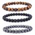 3 Pulseiras Hematita Olho De Tigre Onix - Proteção Diâmetro 20 Cm