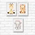 3 Quadros Decoração Quarto Bebe Safari Menina Com Moldura Nv