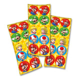 30 Adesivos Super Mario - 3 Cartelas Com 10 Adesivos Cada