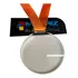 30 Medalhas Redonda 5cm Acrílico Cristal 2mm C  Fita Laranja