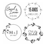 300 Adesivos Vinil Transparente Casamento Preto E Branco 5x5