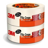 3m Fita Crepe 101la 48mm X 50m Kit 2 Rolos Largo Cor Branco Liso