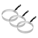 3x Aro Modelador De Tapioca Omelete Redondo 25cm Inox Cabo