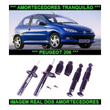 4 Amortecedores + 2 Molas + 2 Kit Batente Peugeot 206