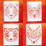 4 Animais Mandala Stencil