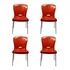 4 Cadeiras Bistrô Plástico Pés Alumínio Forte Bar Sala Salão Cor Roja