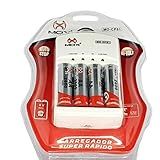 4 Pilha Recarregável Mox Aa Aaa + Carregador Rápido Bivolt