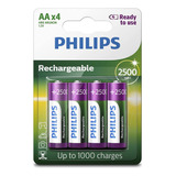 4 Pilhas Recarregavel Philips