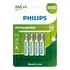 4 Pilhas Recarregável Philips Aaa 1000mah Hr03 Micro 1,2v