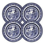4 Pratos Fundos Massa Risoto Porcelana Blue Willow Oxford