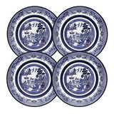 4 Pratos Sobremesa Blue Willow Porcelana Tradicional Oxford