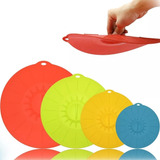 4 Tampas Panela Sucção Silicone E Silício Cozinha Sucção