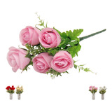 40 Botão Rosa Cores 8 Buques Flor Artificial Qualidade