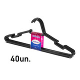 40 Cabides Plastico Preto
