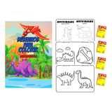 40 Livrinhos Colorir Dinossauros + 40 Cxs Mini Giz De Cera Lembrancinha Prenda Festa Criança Tema