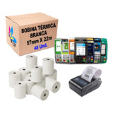 48 Rolos Bobina Térmica 57x22 Branca P  Rep Maquininha Senha