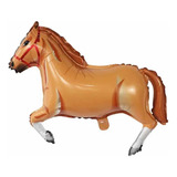 5 Balão Metalizado Animal Fazenda Cavalo Marrom Claro 83cm