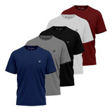 5 Camiseta Masculina Camisas Slim Voker 100 Algodão Atacado