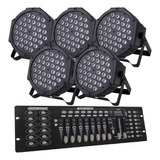 5 Canhão Refletor Led Rgbw 36 Leds Dmx Slim + Mesa Dmx 8/16 Voltagem 110v/220v