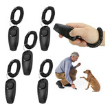 5 Clicker Apito Pet Adestramento 2 Em 1 Treinamento Cachorro Cor Preto
