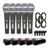 5 Microfones Arcano Renius-8 Maletinha Xlr-p10 4,5m