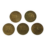5 Moedas Da França De 10 Centimo - Datas Diferentes