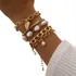 5 Peças Pulseira Corrente Feminina Coração Strass New Design