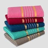 5 Toalhas De Banho Grande Algodão LAUNE HAUS Macia Alta Absorção  Cores Sortidas 