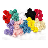 50 Apliques Flor De Tecido Poliéster 3cm Para Laços E Tiaras