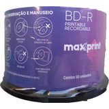 50 Blu-ray Maxprint 25gb 6x Printable Lacrado Bd-r Mídia